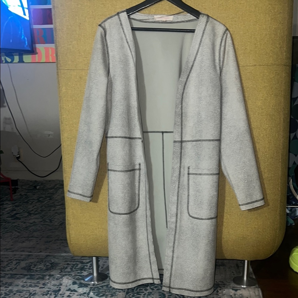 Gray Long Open-Front blazer